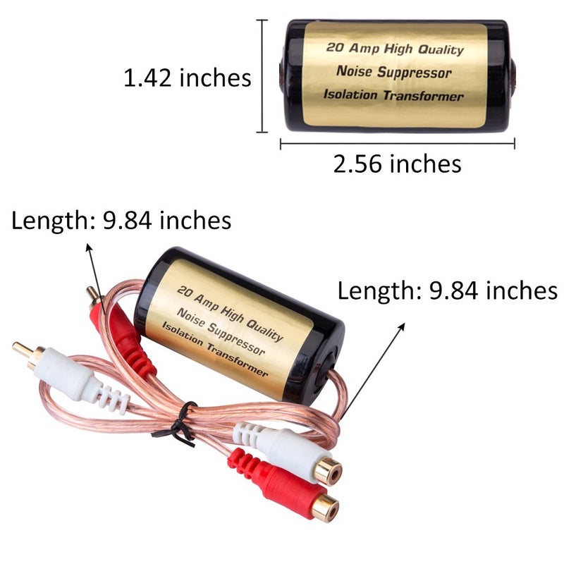 Mr.Ho Mr. Ho 20 Amp/12V RCA Car Audio Noise Filter Suppressor Ground Loop Isolator Transformer with Male and Female Plugs - Image 5